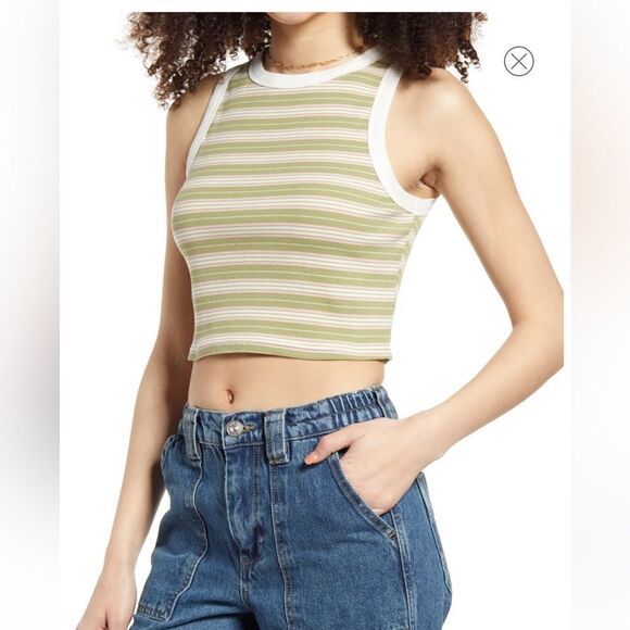 NWOT BP Ringer Tank, Green Kalee Stripe, size 2X - Picture 1 of 11